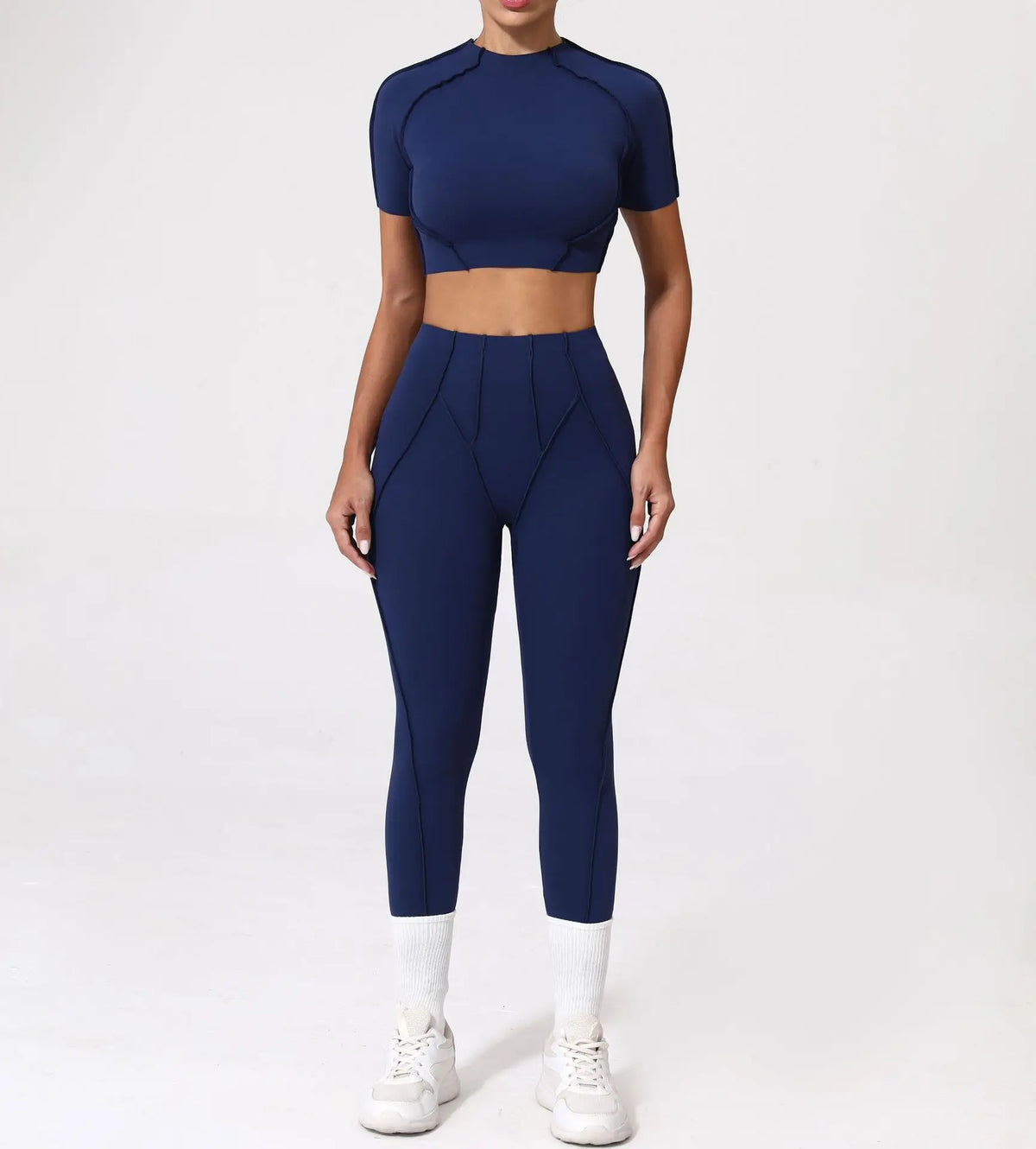 Women's Contrast Seam Bra And Leggings Yoga Set