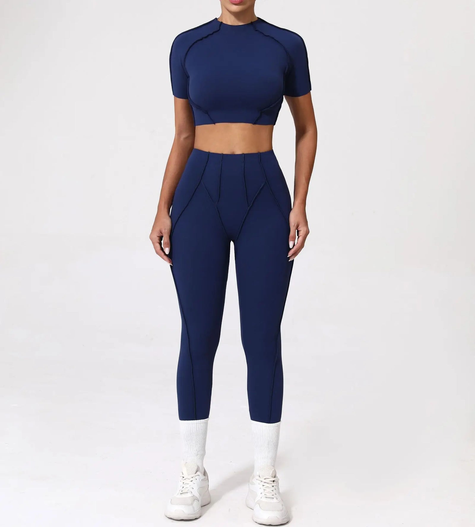 Women's Contrast Seam Bra And Leggings Yoga Set