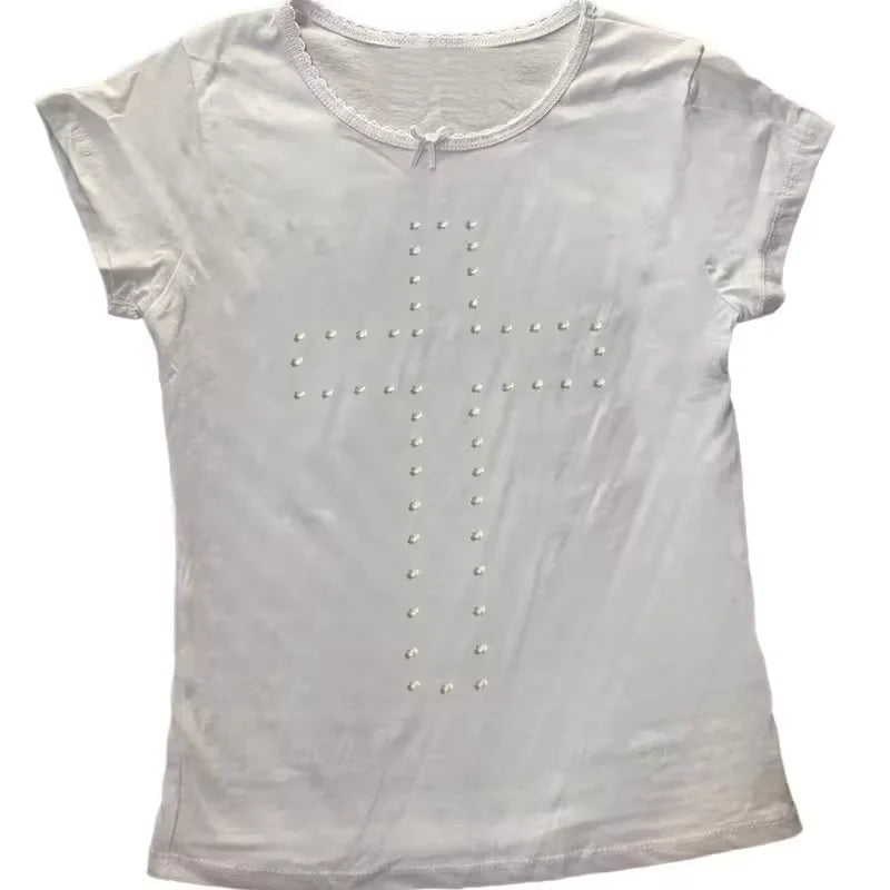 Women's Strapless Studded Crop Top with Decorative Side Lace-Up Detailing
