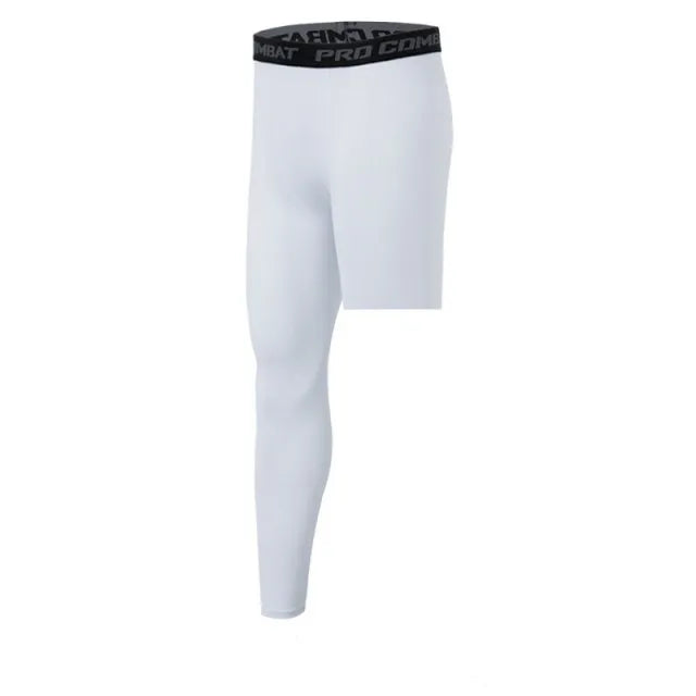 Men's Asymmetric One Leg Training Leggings for Gym and Running