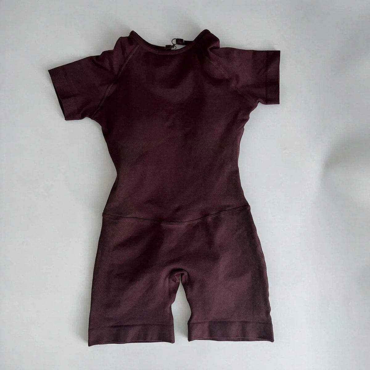 Women's Short Sleeve Polyester Blend Workout Romper with Open Back