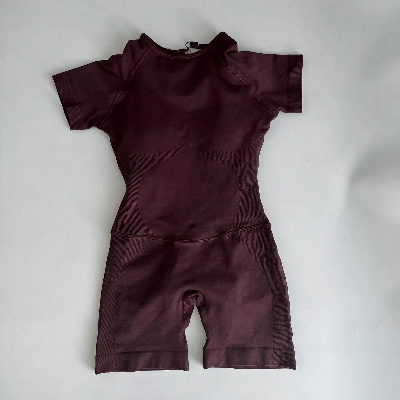 Women's Short Sleeve Polyester Blend Workout Romper with Open Back