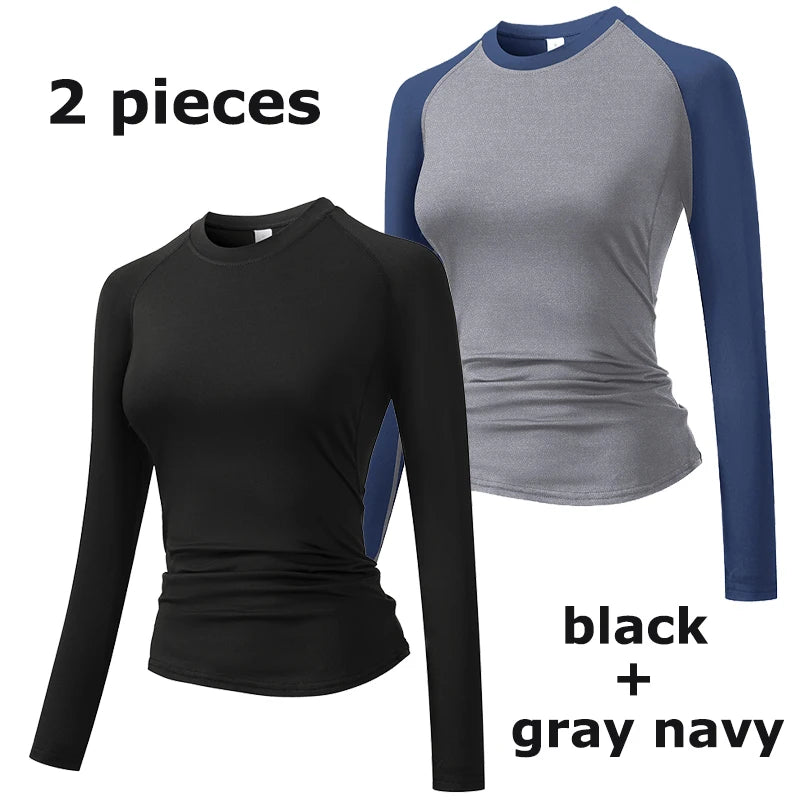Fitted Crew Neck Long Sleeve Compression T Shirt