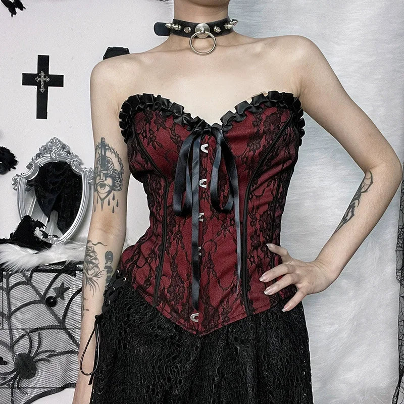 Women's Gothic Lace Polyester Blend Camisole with Decorative Trim and Multiple Styles