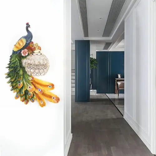 110V-220V Modern Round Multicolor Peacock Wall Lamp Beautiful Decoration European Style Creative Wall Sconce