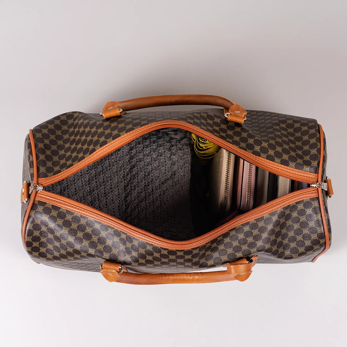 Men's Patterned Travel Duffle Bag with Carry Handles and Shoulder Strap