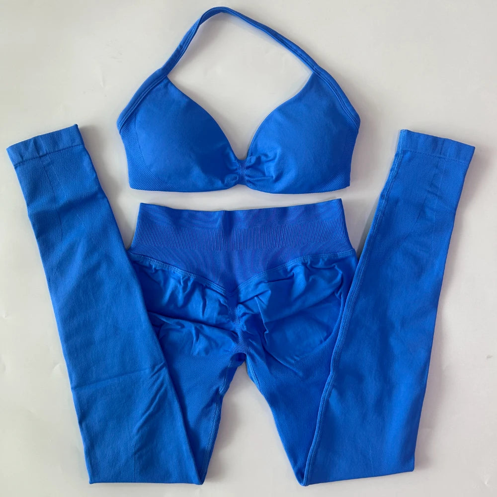 Women's Strappy Bra And Leggings Yoga Set For Workout Outfits