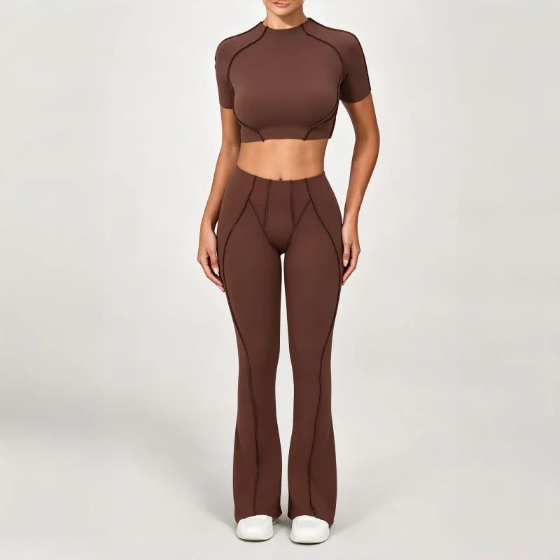 Women's Contrast Seam Bra And Leggings Yoga Set