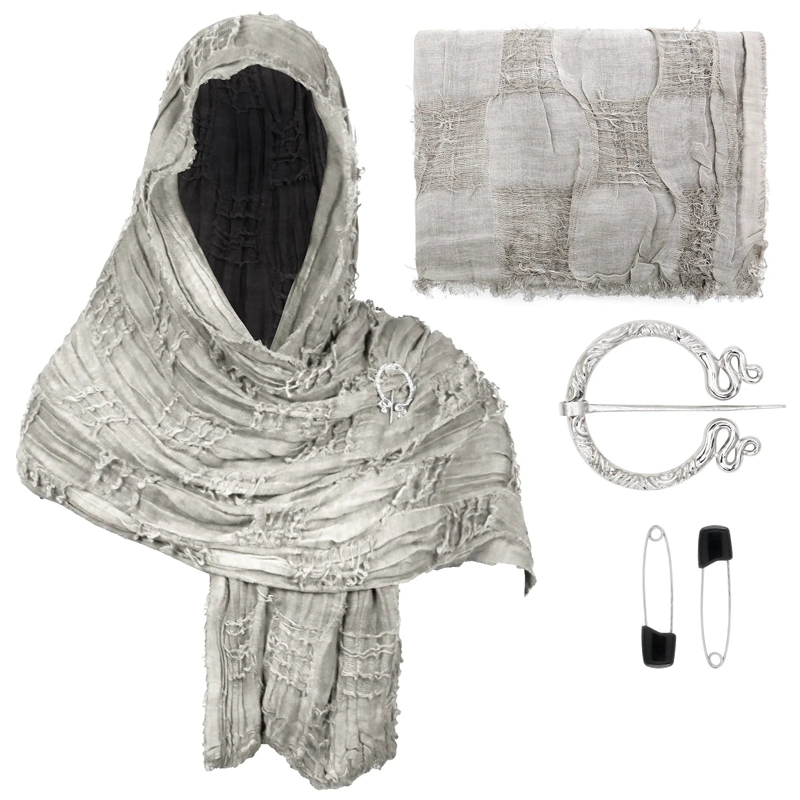 Hooded Textured Draped Cowl Scarf for Layering over Outfits