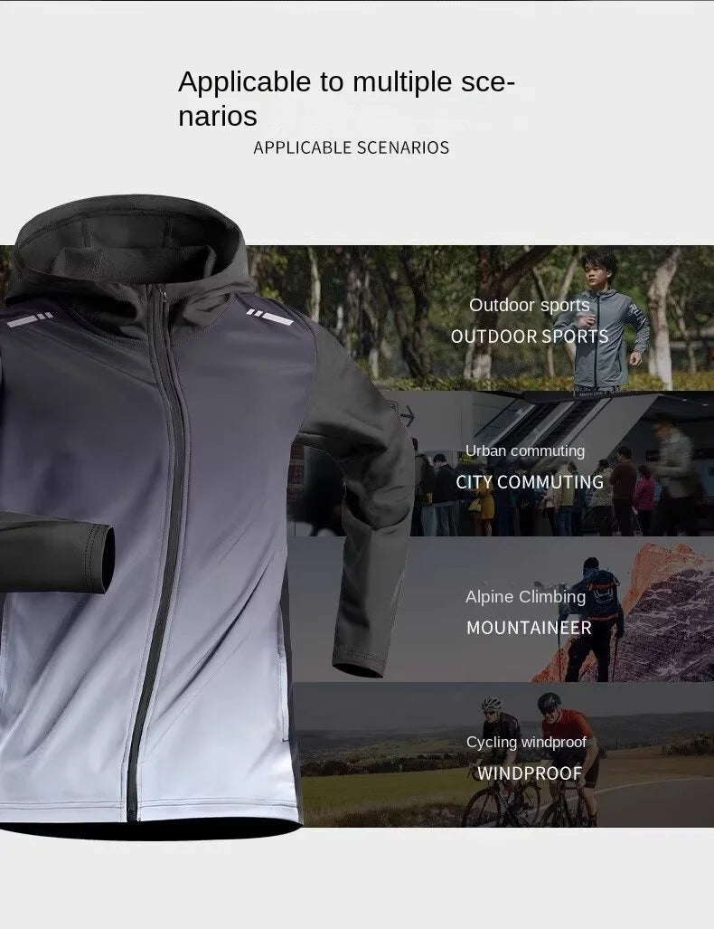 Hooded Long Sleeve Full Zip Running Sports Jacket
