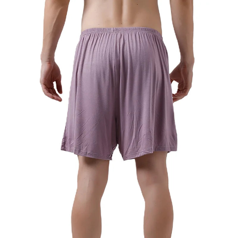 Men's Solid Elastic Waist Modal Lounge Shorts for Home Wear