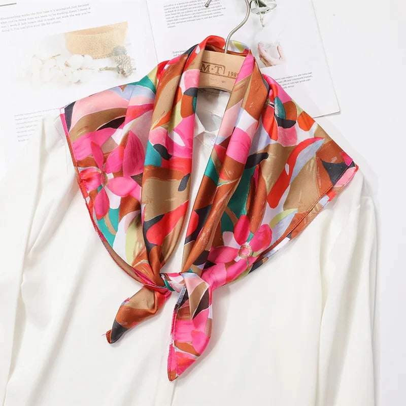 Ornate Print Square Scarf with Decorative Border Patterns