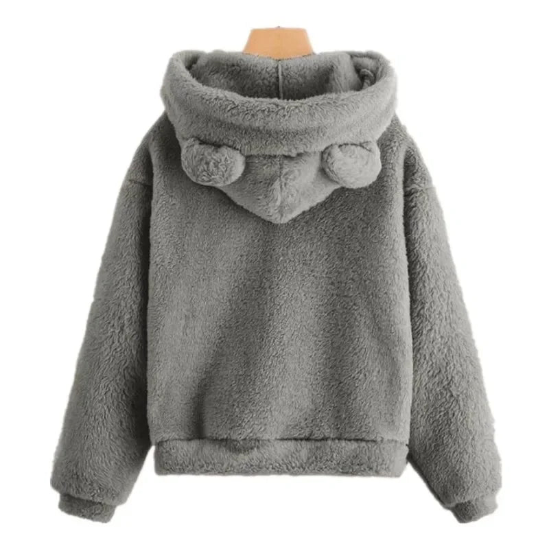 Bear Ear Long Sleeve Pullover Casual Hoodie for Layering