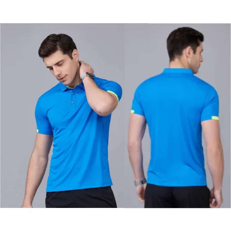 Solid Short Sleeve Collared Golf Polo Shirt with Button Placket