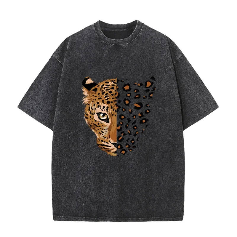 Vintage Purple Leopard Graphic T Shirt Animal Print Acid Wash Oversized Tee