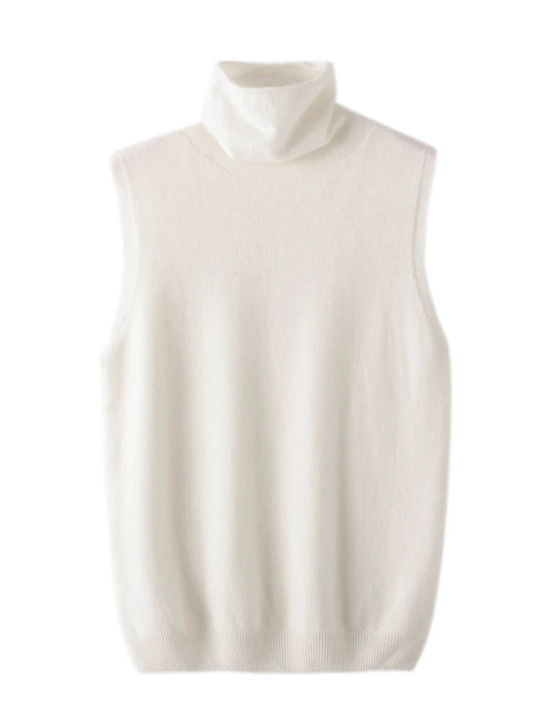 Women's Turtleneck Sleeveless Knit Vest Casual Knit Layer
