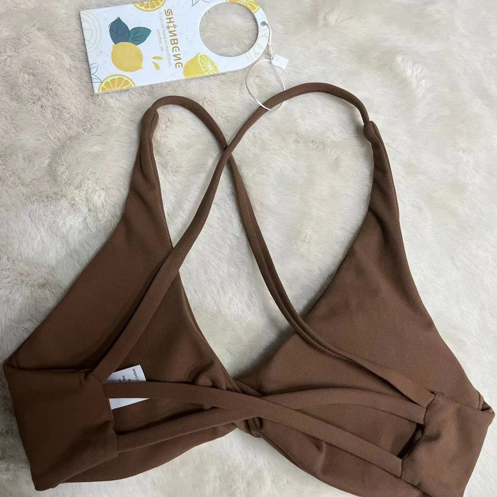 Women's V Neck Cross Back Sports Bra