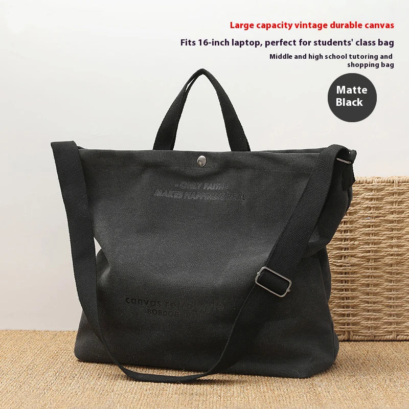 Retro Shoulder Tote Bag with Wide Strap and External Pocket Design