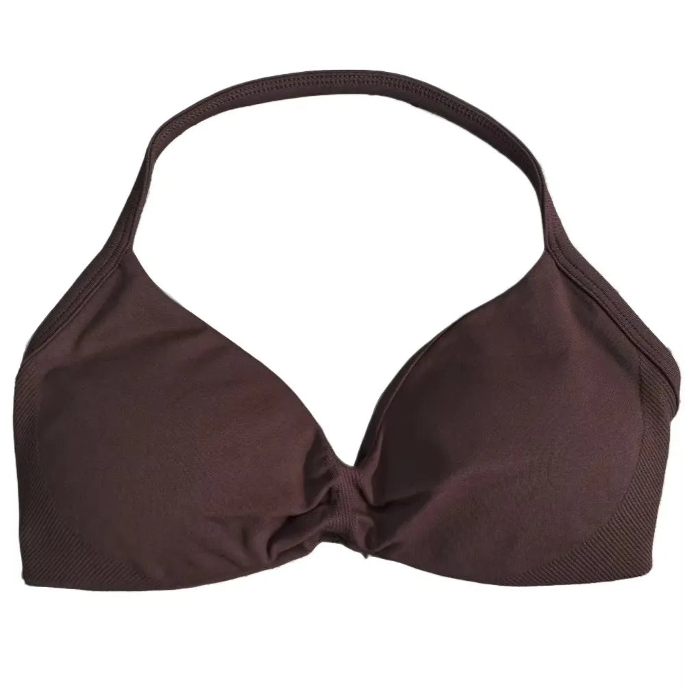 Women's Ruched Halter Neck Sports Bra