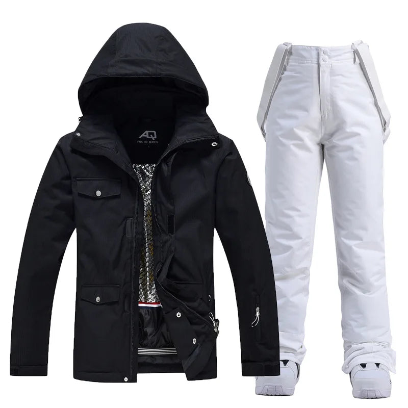 Hooded Ski Jacket and Pants Clothing Set with Style Options