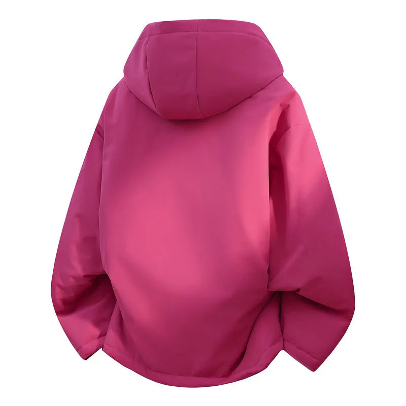 Hooded Long Sleeve Full Zip Outdoor Hiking Jacket with Pockets