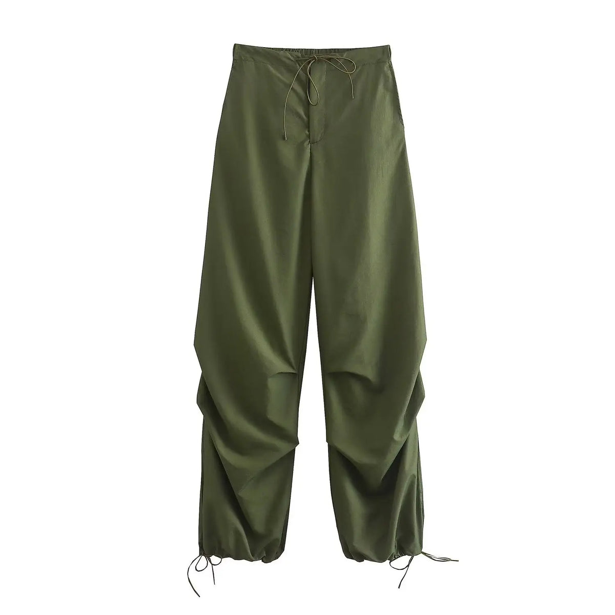 Women's Parachute Cargo Pants with Drawstring Waist and Adjustable Cuffs
