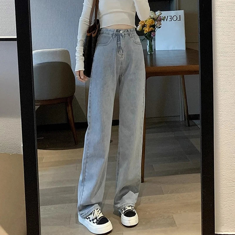 Women's Black Loose Fit Flared Leg Denim Jeans