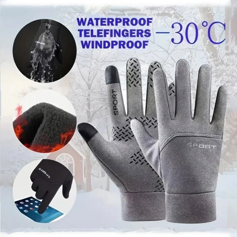 Solid Full Finger Outdoor Gloves with Adjustable Wrist Closure