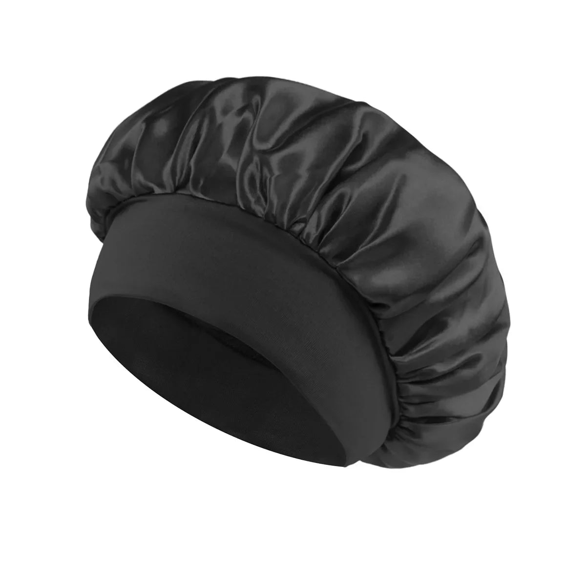 Women's Satin Sleep Bonnet with Wide Elastic Band and Color Options