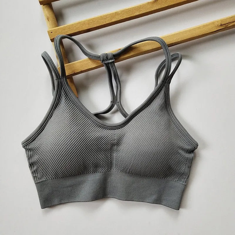 Women's Ribbed Scoop Neck Sports Bra