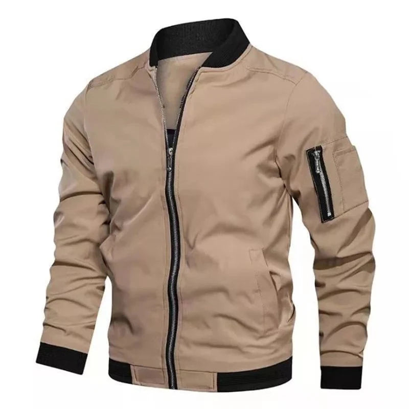 Long Sleeve Casual Streetwear Jacket with Front Closure and Pockets