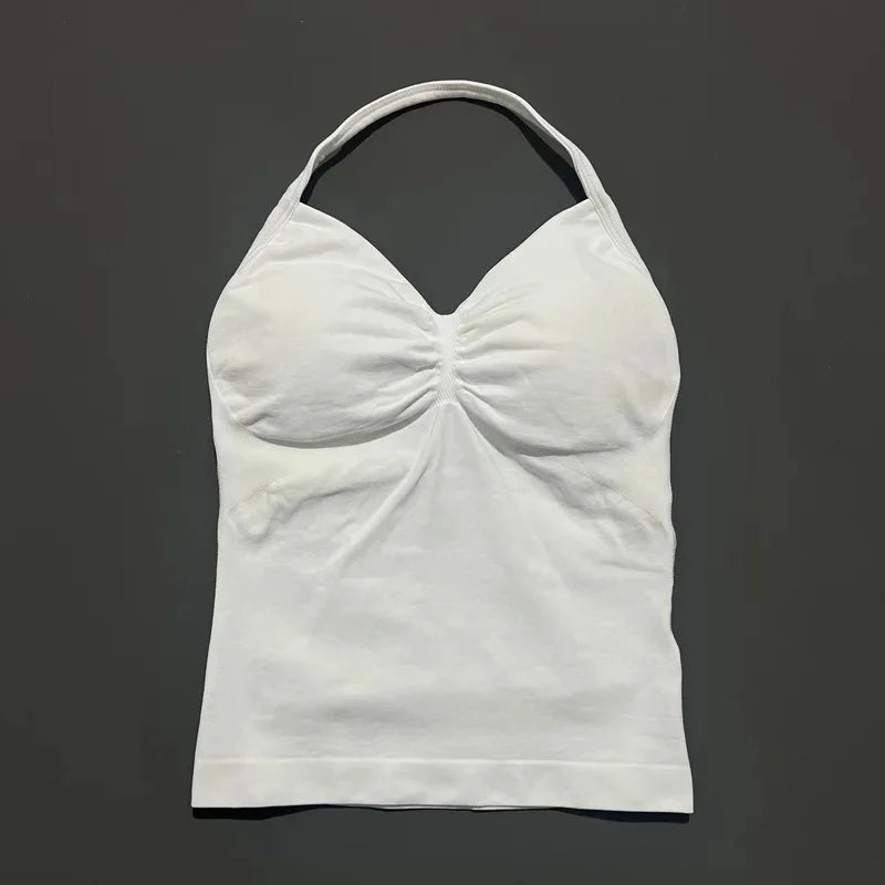 Women's Ruched Halter Neck Sports Bra
