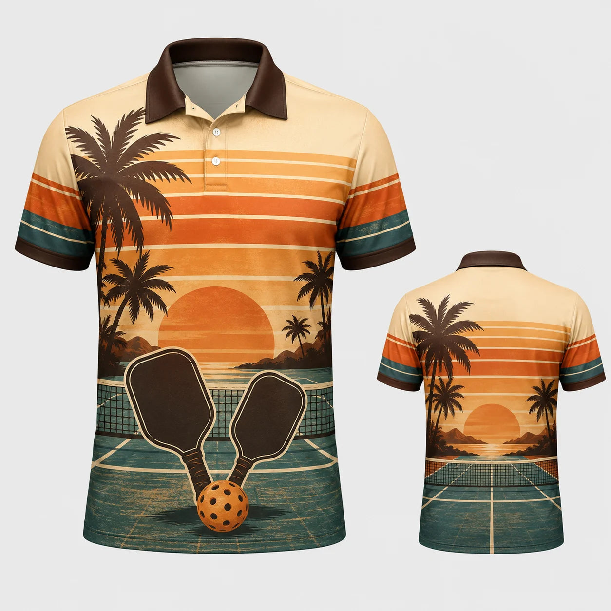 Pickleball Graphic Short Sleeve Collared Polo Shirt for Casual Wear