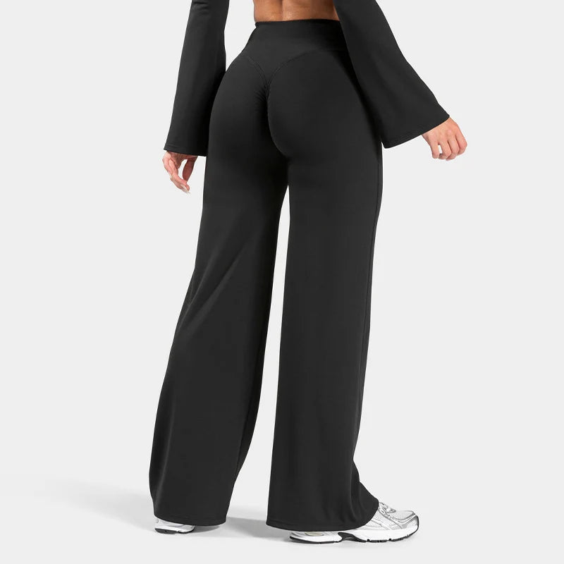 Women's Wide Leg Scrunch Yoga Pants For Workout Outfits