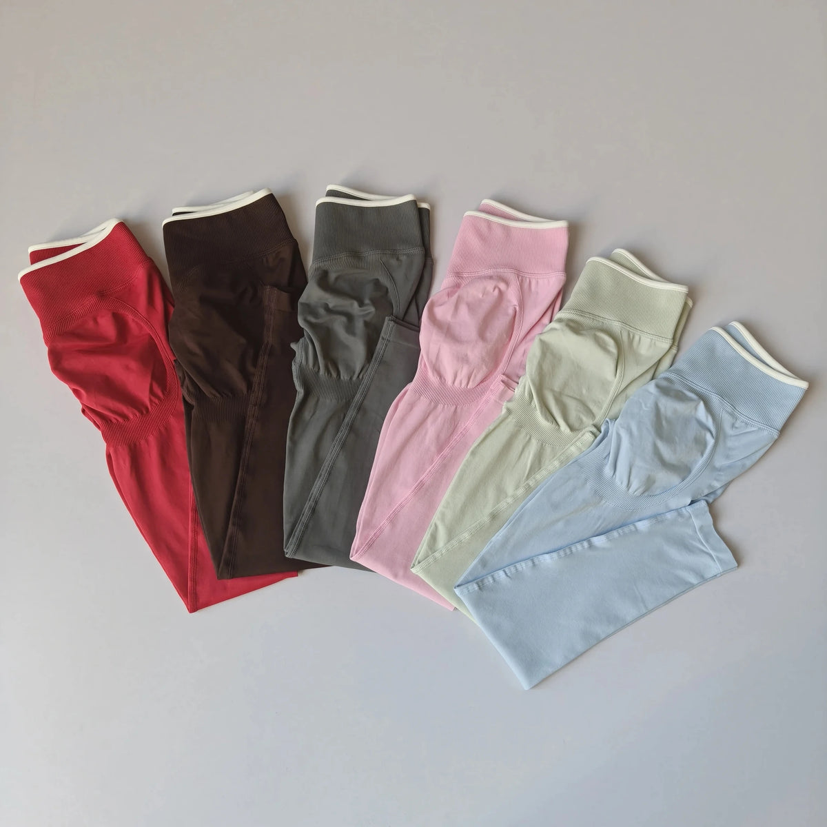 Women's Scrunch Contrast Waist Full Length Leggings For Workout Outfits