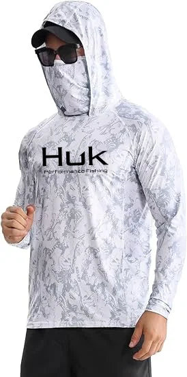 Men's Fishing-Print Long-Sleeve Hooded Top