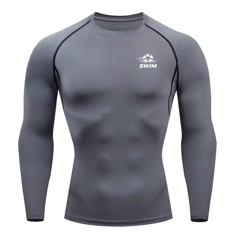 Men's Printed Long Sleeve Rash Guard for Swimming and Surfing
