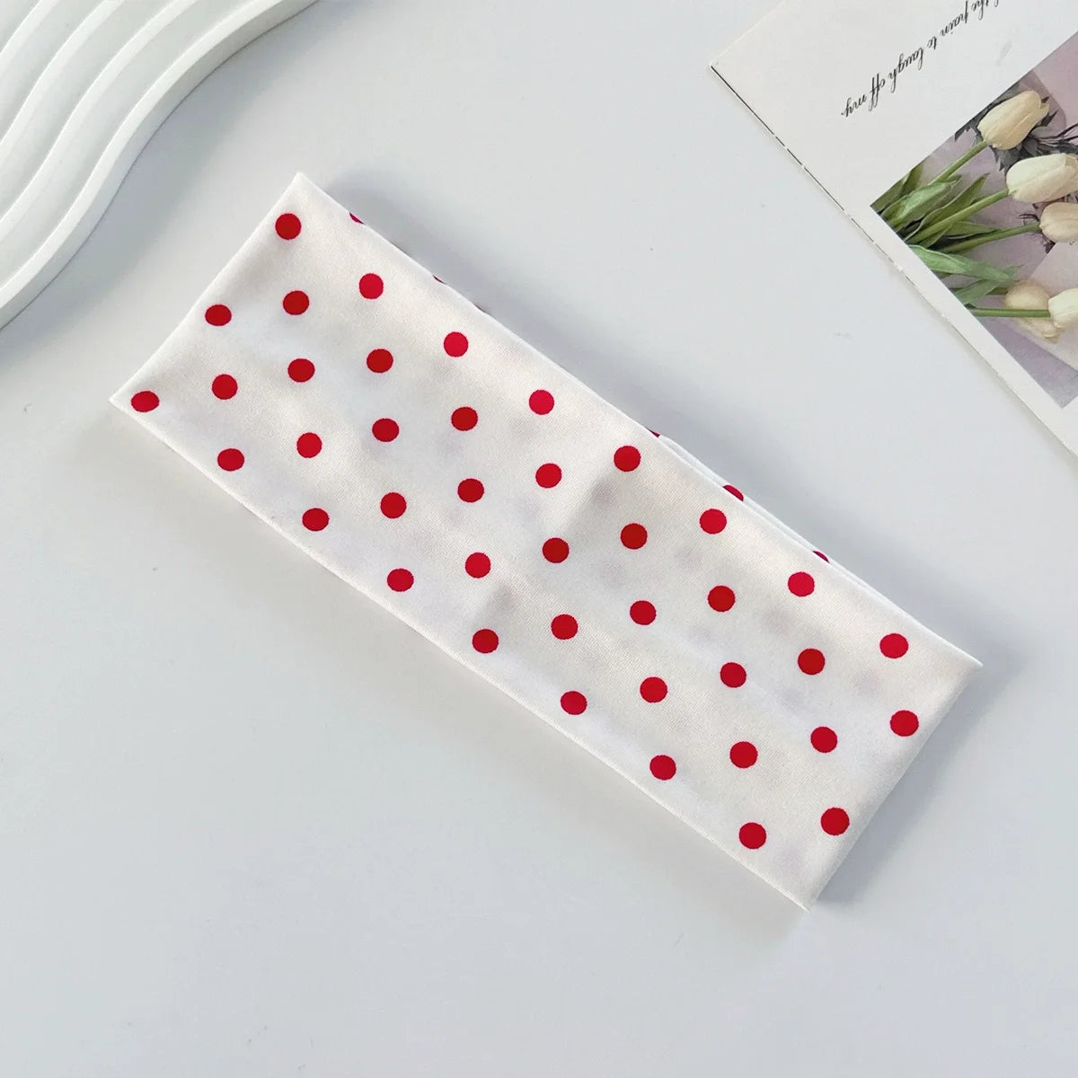 Polka Dot and Button Style Fabric Headband for Hair Styling