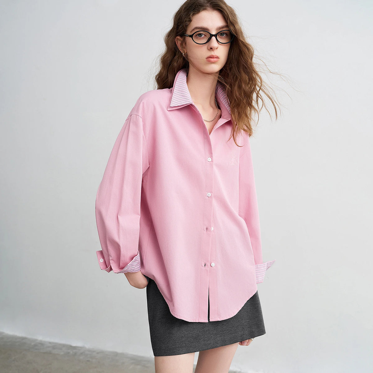 Women's Striped Floral Long Sleeve Shirt