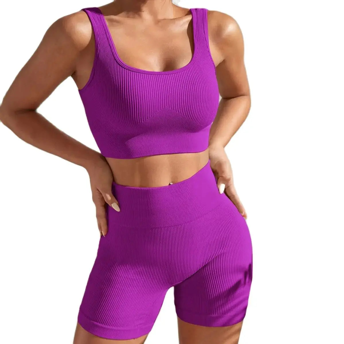 Women's Wide Strap Bra And Shorts Yoga Set