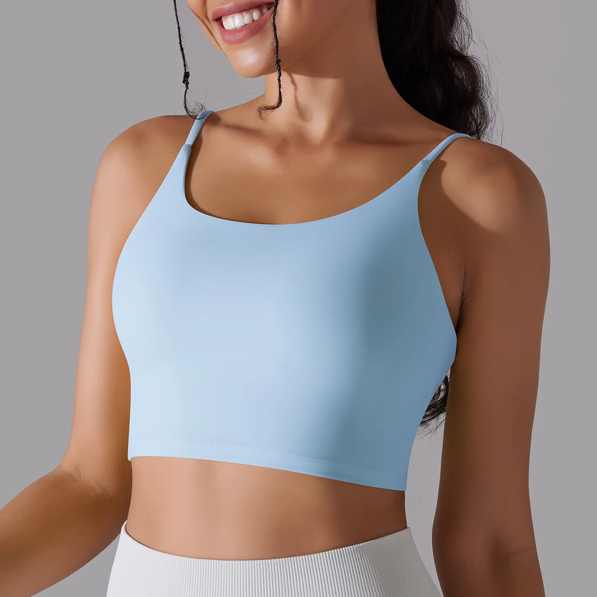 Women's Nylon Blend Sports Bra with Double Back Straps and Padding