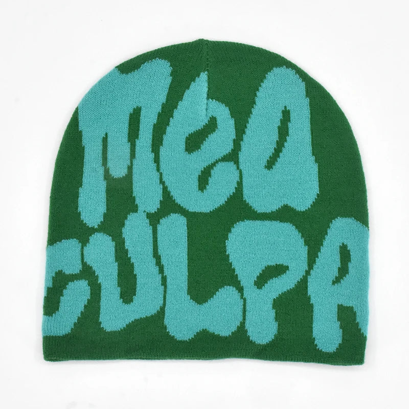 Letter Pattern Knit Beanie with Colorful Graphic Design