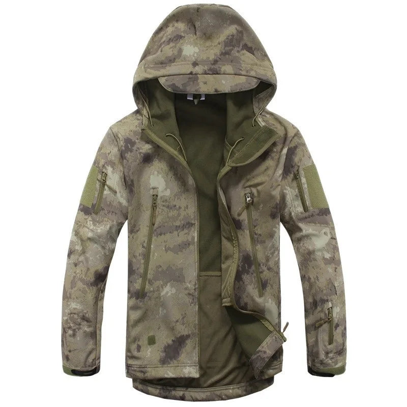 Lurker Soft Shell Camouflage Jacket Men Waterproof Hunting Clothing Warm Camo Tactical Jackets Outdoor Combat Hoodie Coat