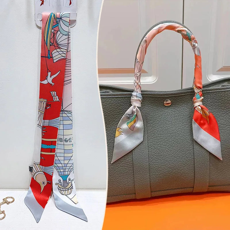Printed Skinny Scarf for Neck and Bag Handle Styling