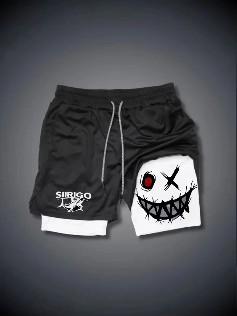 Men's Smiley Graphic Double Layer Shorts