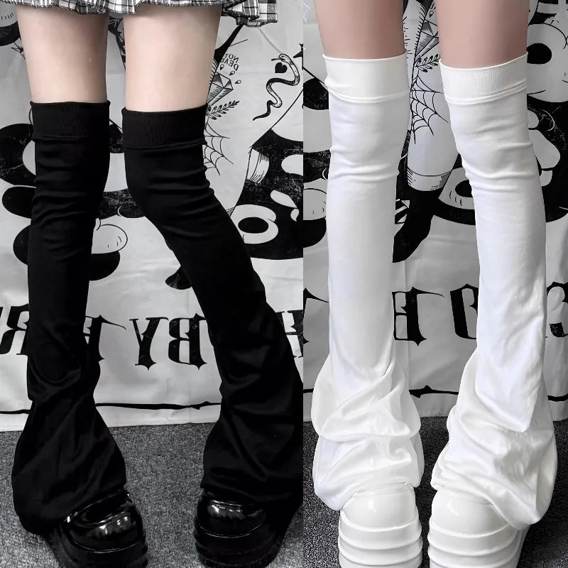 Solid Flared Knit Leg Warmers with Over Knee Shape