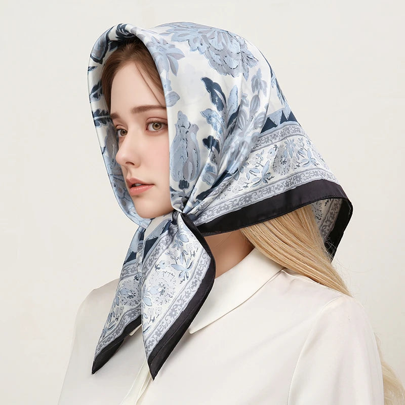 Printed Square Neck Scarf with Decorative Border Designs