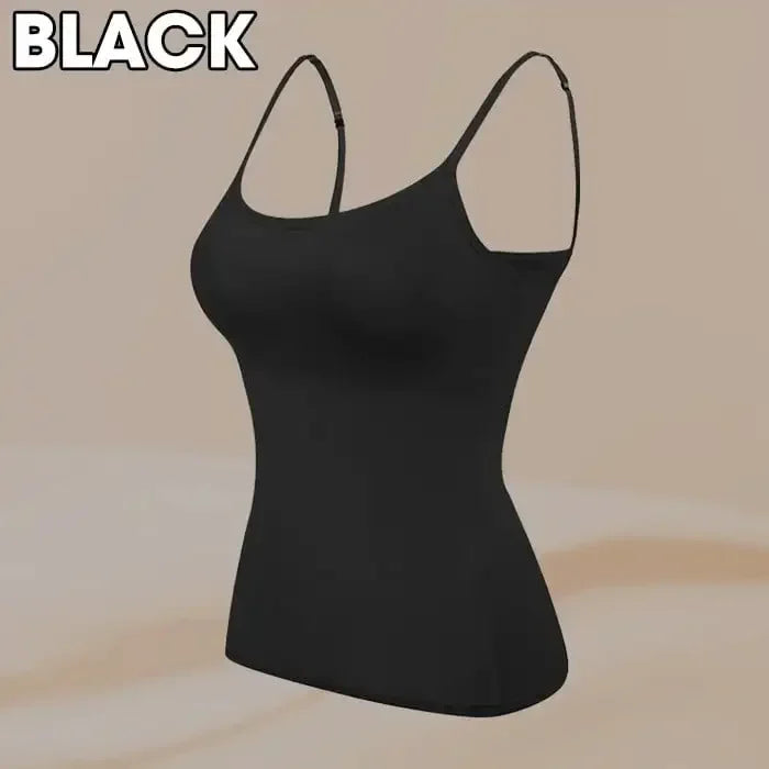Women's Scoop Neck Camisole with a Built-In Bra and Thin Straps