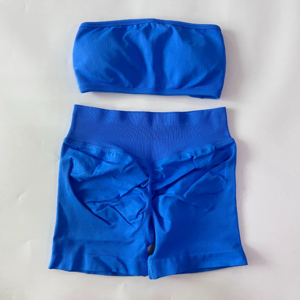 Women's Bandeau Top and Shorts Workout Set