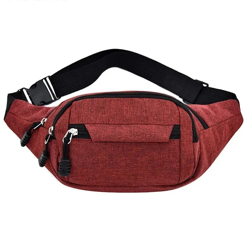 Solid Waist Pack with Adjustable Strap and Zippered Pockets